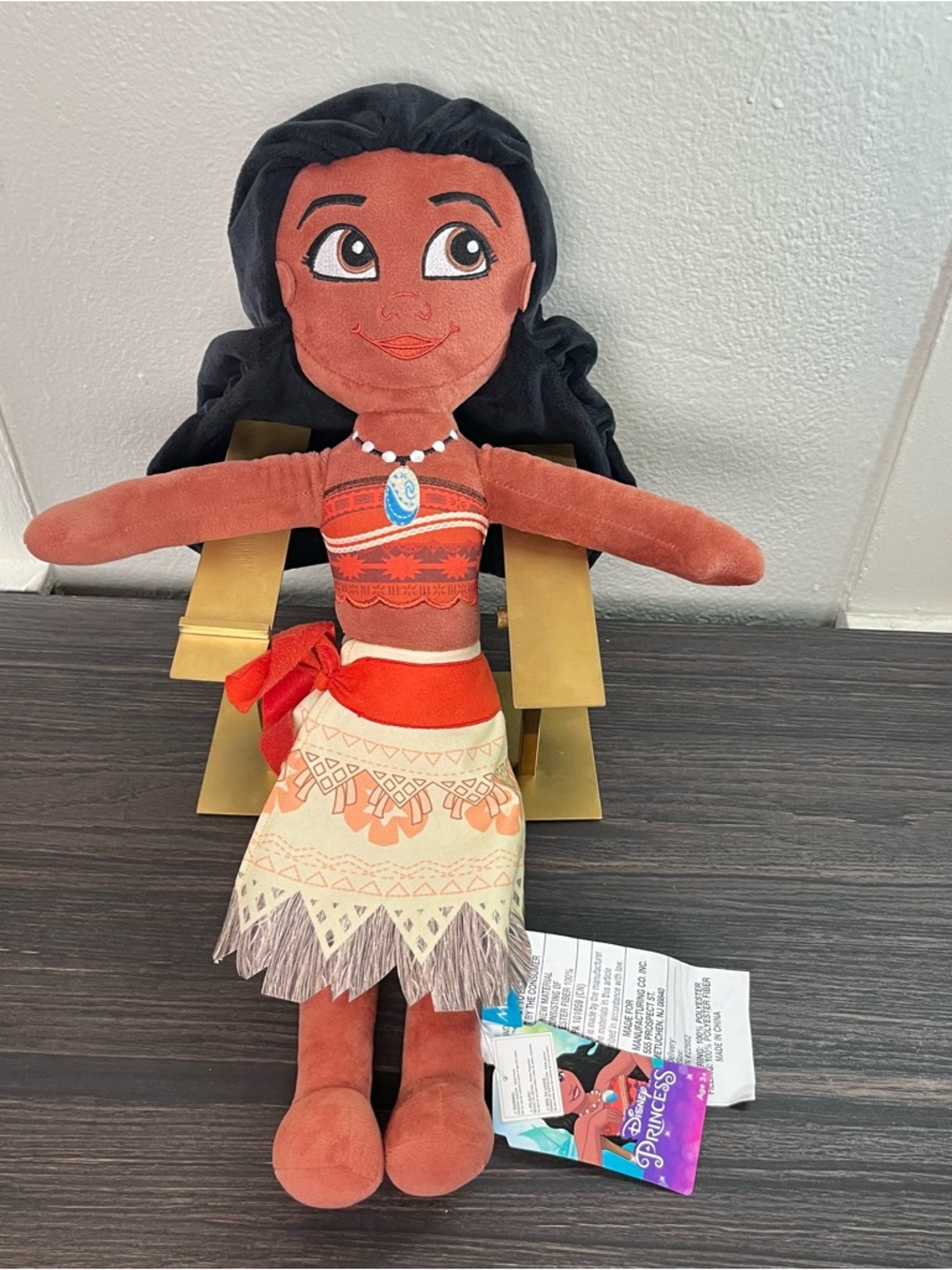 Disney Moana Plush Doll - Black Hair, Red & Cream Outfit 20” Soft Comfort NWT